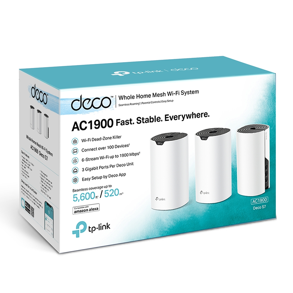 TP-Link AC1900 Whole Home Mesh Wi-Fi System, 3-Pack | Deco S7 Deco S7