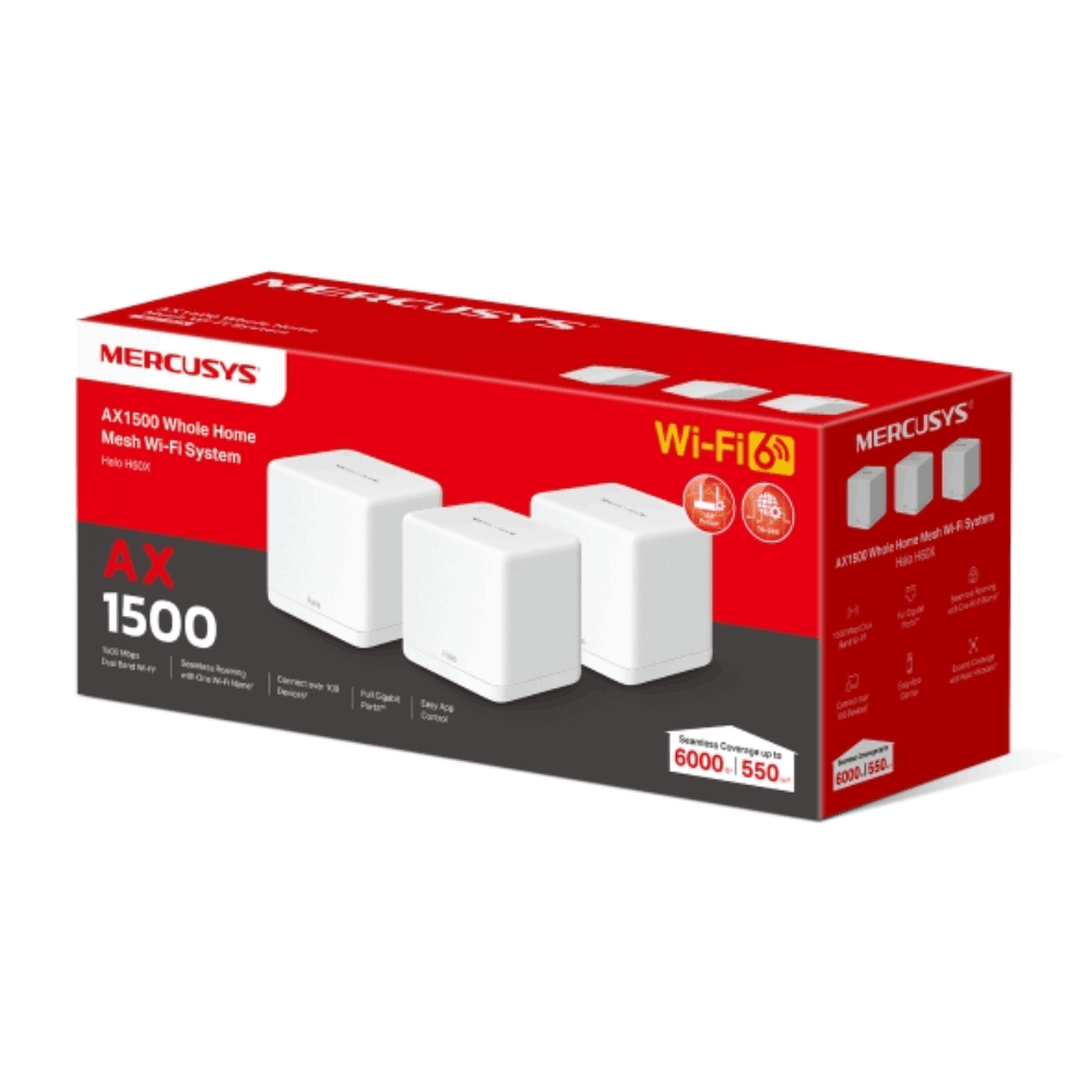 MERCUSYS AX1500 Whole Home Mesh WiFi 6 System, 3-pack | Halo H60X Halo H60X