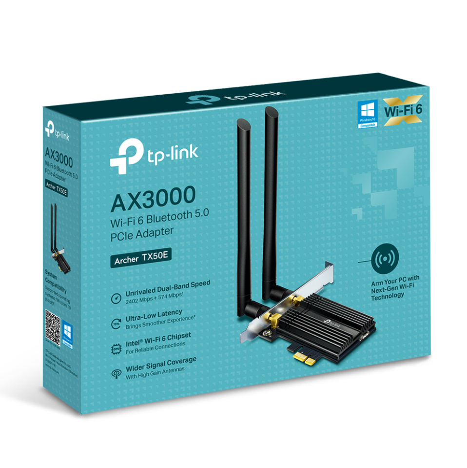 TP-Link AX3000 Wi-Fi 6 Bluetooth 5.0 PCIe Adapter | Archer TX50E  Archer TX50E
