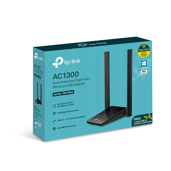 TP-Link AC1300 Dual Antennas Wireless USB Adapter | ARCHER-T4U-Plus  Archer T4U Plus