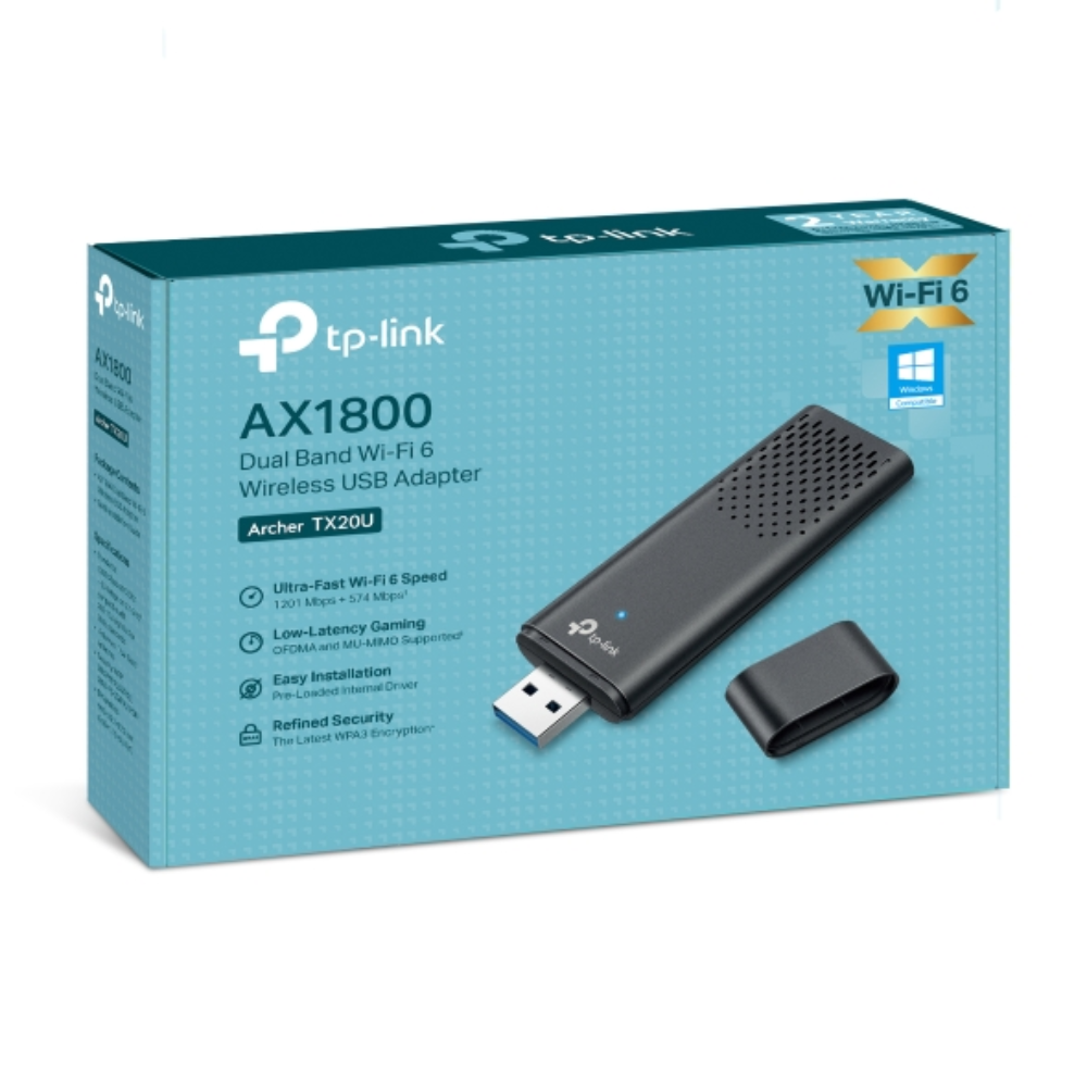 TP-Link AX1800 Dual Band Wi-Fi 6 Wireless USB Adapter | Archer TX20U  Archer TX20U