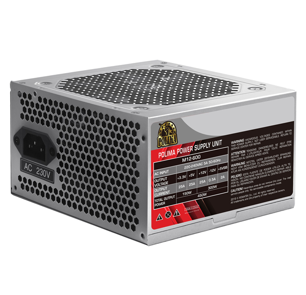 XIGMATEK Polima M12-600 (450W, 230V, 120mm Fan, SECC Case, EU Power Cord, Bulk) EN42685  M12-600