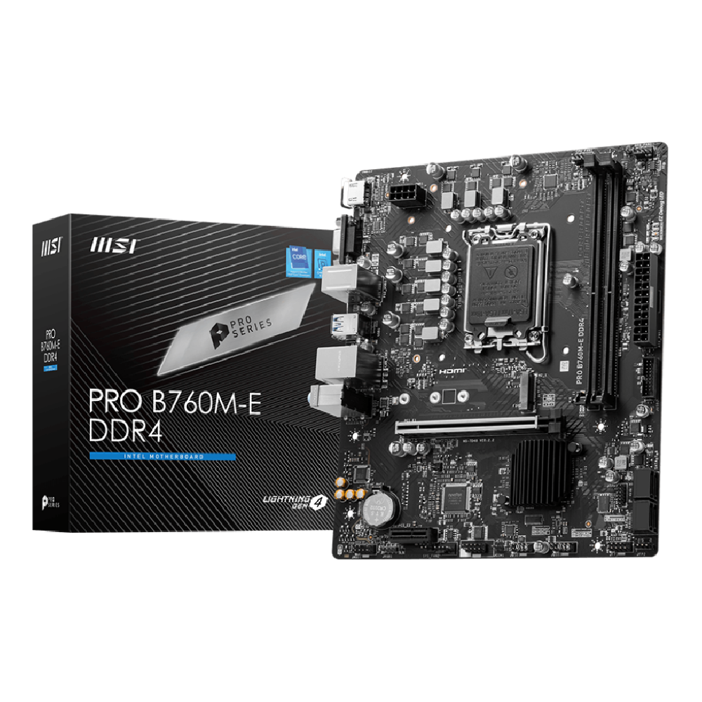 MSI PRO B760M-E DDR4 Motherboard – Intel B760, PCIe 4.0, M.2, DDR4 64GB Support | 911-7D48-073  911-7D48-073