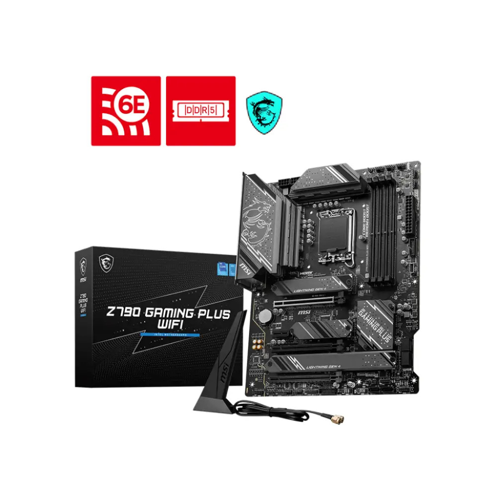 MSI Z790 Gaming Plus WiFi Motherboard, ATX – Supports Intel 14th/ 13th/ 12th Gen Core Processors, LGA 1700 – DDR5 Memory Boost 7200+MHz/OC, 1 X PCIe 5.0 X16, 4 X M.2 Gen4, 2.5G LAN, Wi-Fi 6E | 911-7E06-060  911-7E06-060