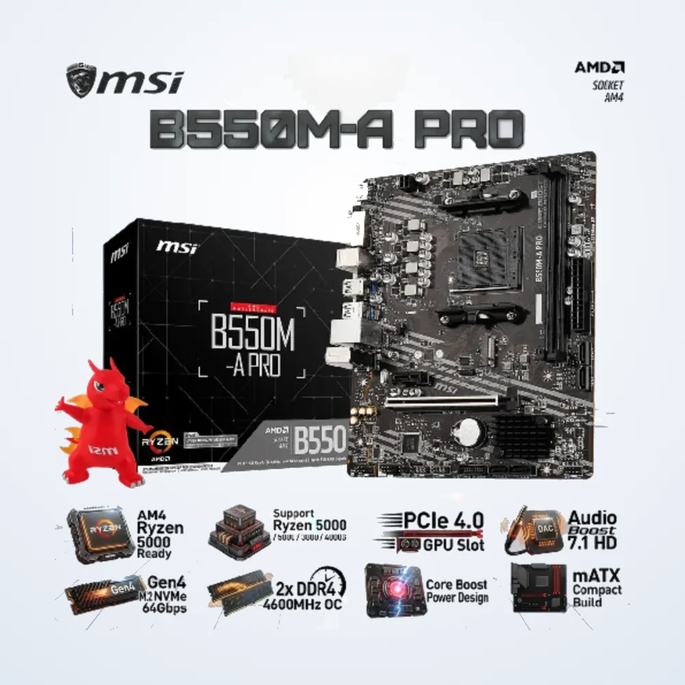 MSI B550M-A PRO AM4 mATX Motherboard AMD Ryzen DDR4 PCIe 4.0 Gen4 M.2 | B550M-A-PRO B550M-A-PRO