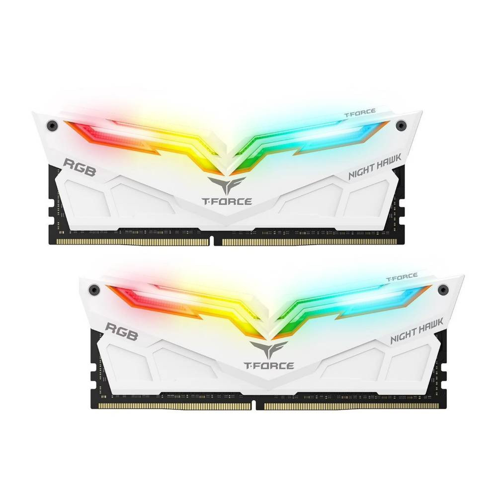TEAMGROUP T-FORCE Night Hawk RGB 64GB (2×32GB) DDR4 3200MHz Desktop Memory White | TF15D464G3200HC16CDC01  TF15D464G3200HC16CDC01