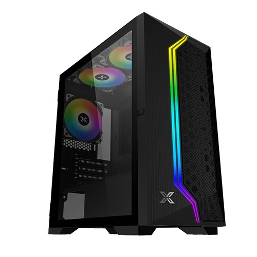 XIGMATEK  Gemini II Black MATX ARGB Led 3pcs  EN48649