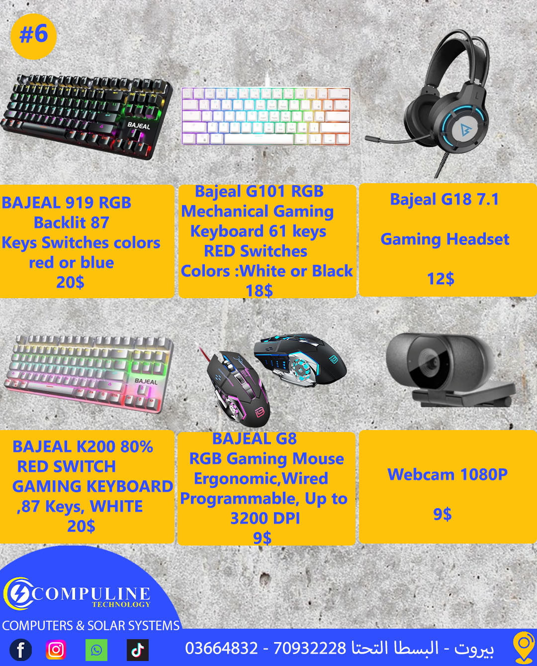 SIXTH OFFER BAJEAL G101 RGB MECHANICAL gaming keyboard O6