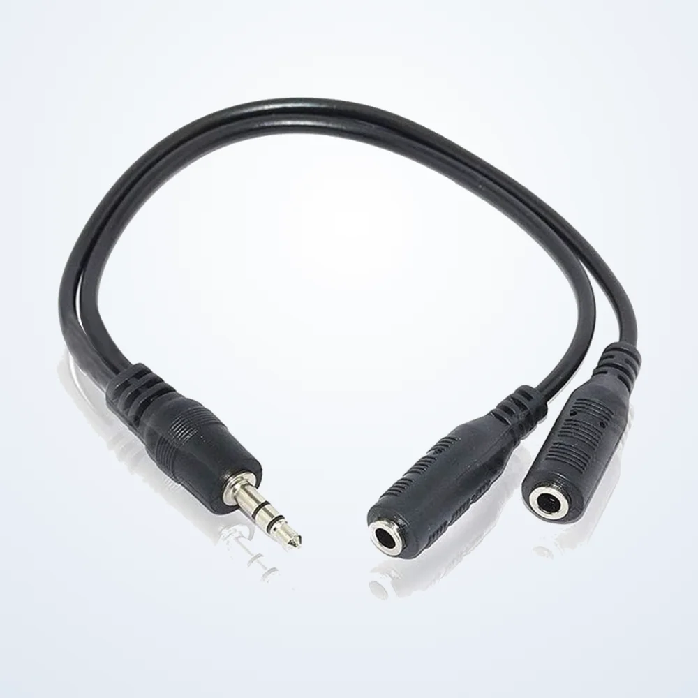 CABLE Conqueror 3.5mm Audio Output to 2 3.5mm Audio Input Jacks BlackC33 C33