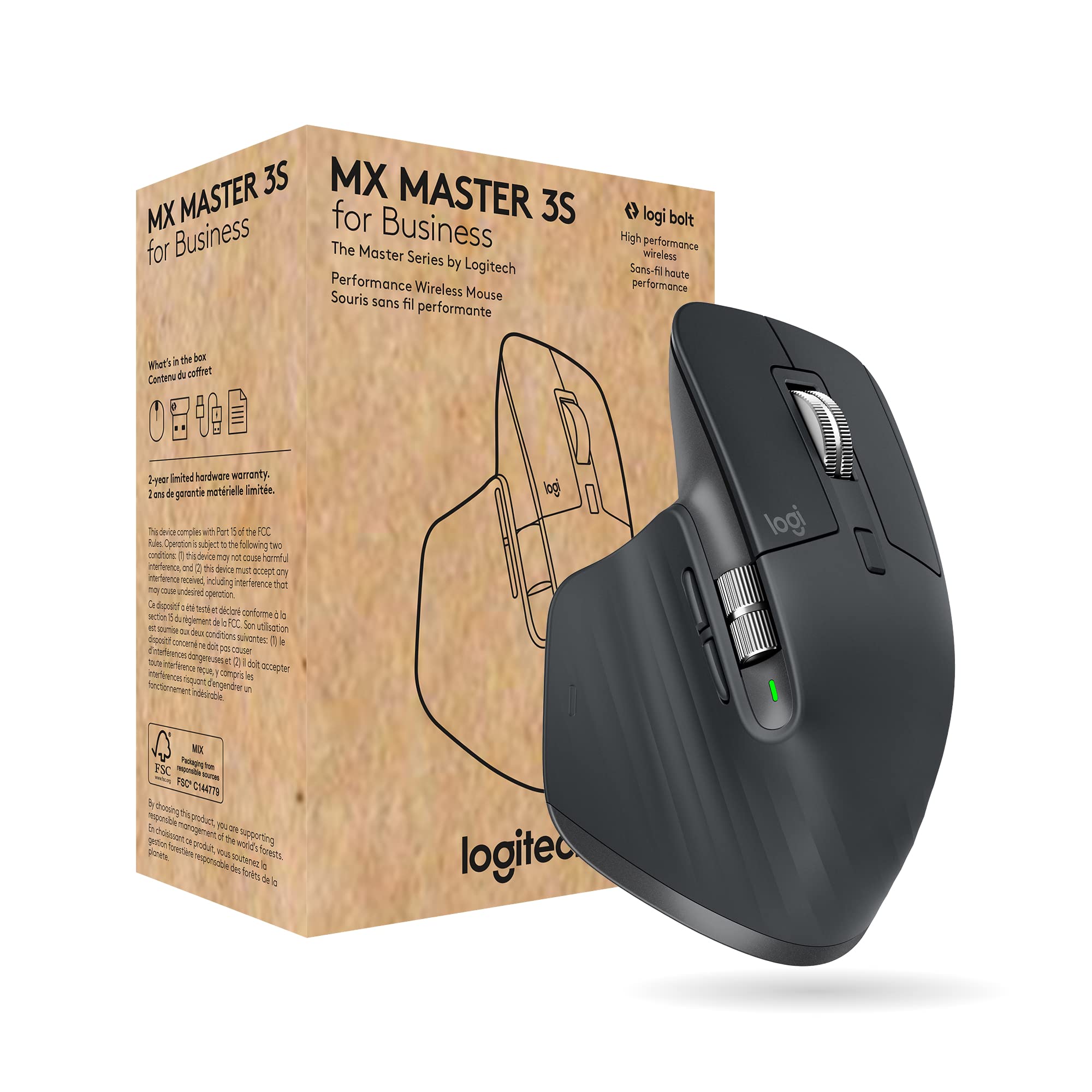 LOGITECH Wireless Mouse MX Master 3s business 7 Buttons Logi Bolt USB Graphite 910-006582