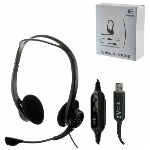LOGITECH PC960 Corded Stereo Headset BLACK - USB  981-000100