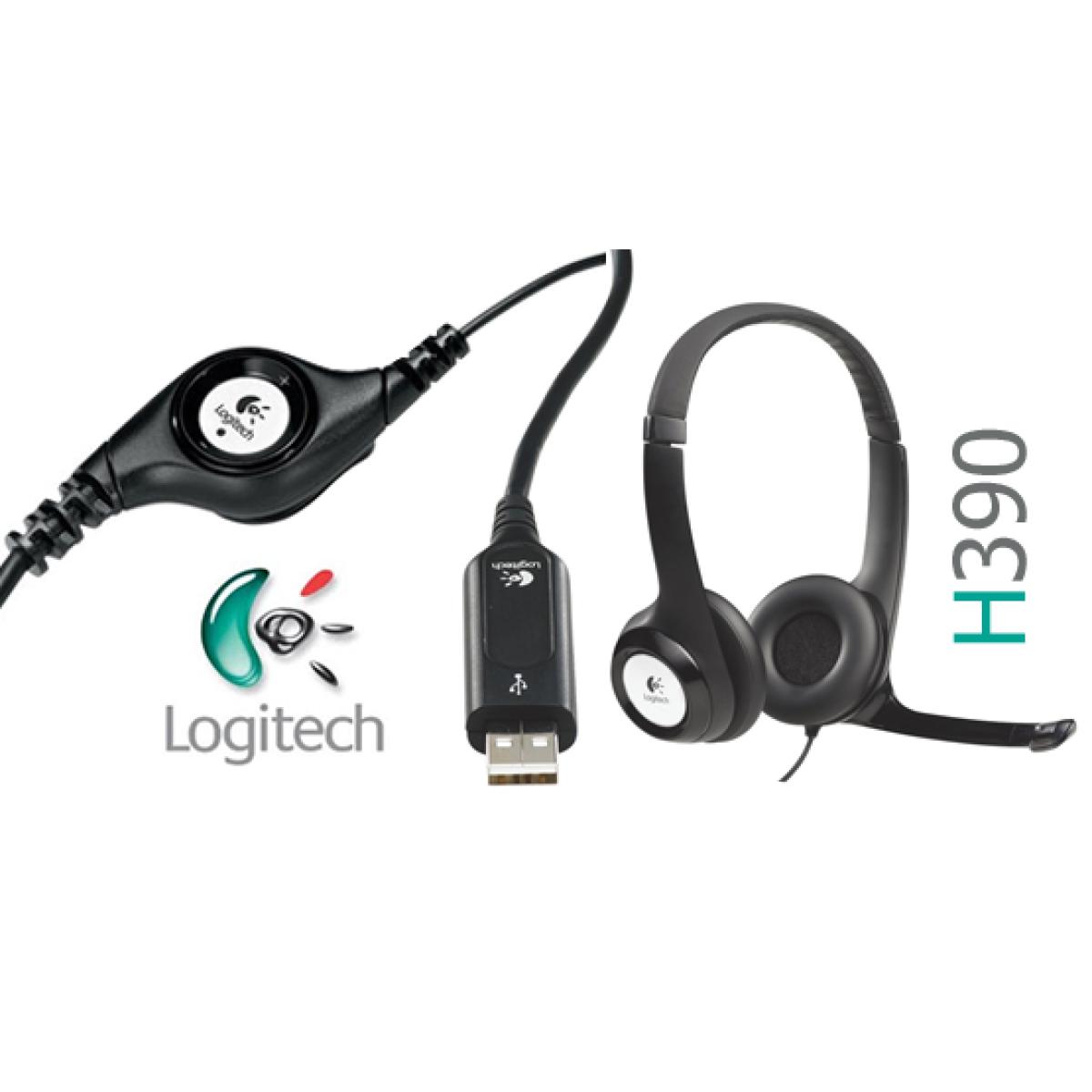 LOGITECH Headset Wired H390 USB with Noise-Canceling Mic in-line controls (Black) USB A  981-000803