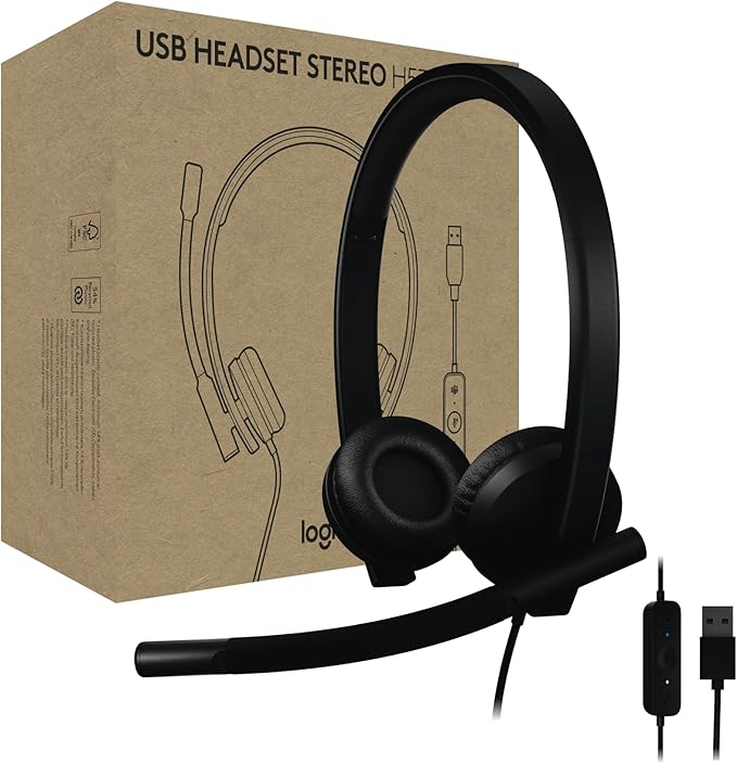 LOGITECH Stereo Headset H570E UC Version Stereo, USB-A with Noise-Canceling Mic Black  981-000575