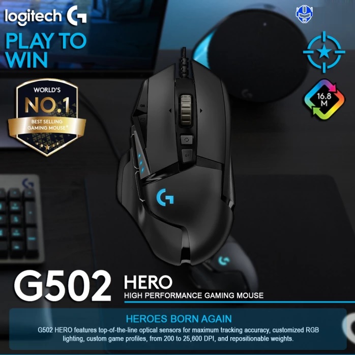 LOGITECH Gaming Mouse G G502 HERO High Performance   910-005469