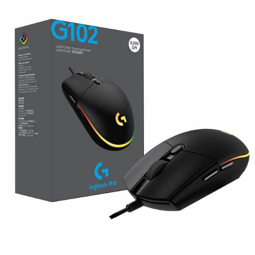 LOGITECH Gaming Mouse G102 LIGHTSYNC Corded - BLACK - USB - EER 910-005823
