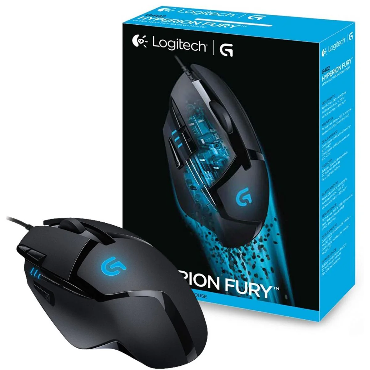 LOGITECH Gaming Mouse G402 Hyperion Fury Corded - BLACK - EWR2  910-004068