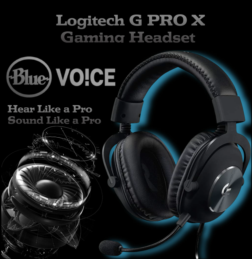 LOGITECH Gaming Headset G PRO X Wired - Blue Mic - BLACK - USB DAC 981-000818
