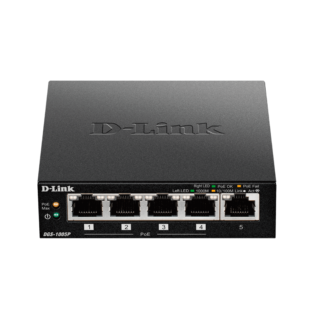 D-Link 5-Port Gigabit Desktop Switch with 4 PoE ports | DGS-1005P/E  DGS-1005P/E