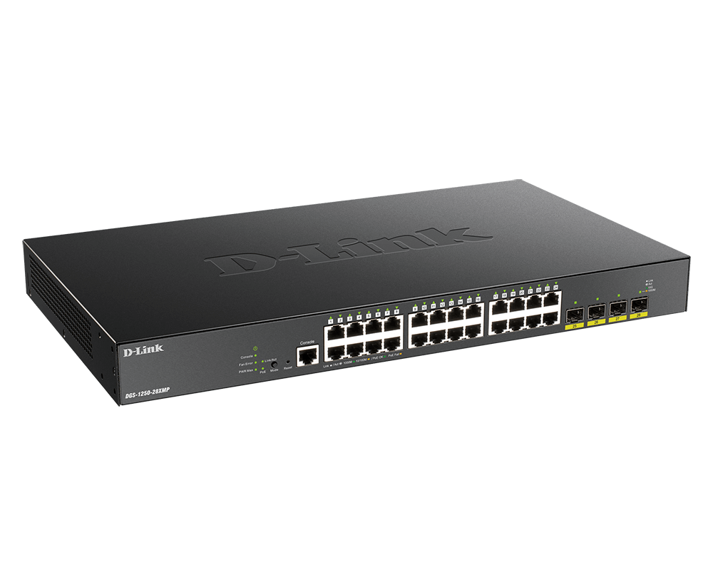 D-Link 28-Port 10-Gigabit Smart Managed PoE Switch |DGS-1250-28XMP  DGS-1250-28XMP
