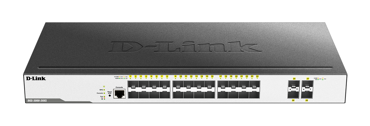 D-Link Fiber Managed Switch 28 Port 24 SFP 4 SFP+ | DGS-3000-28XS  DGS-3000-28XS