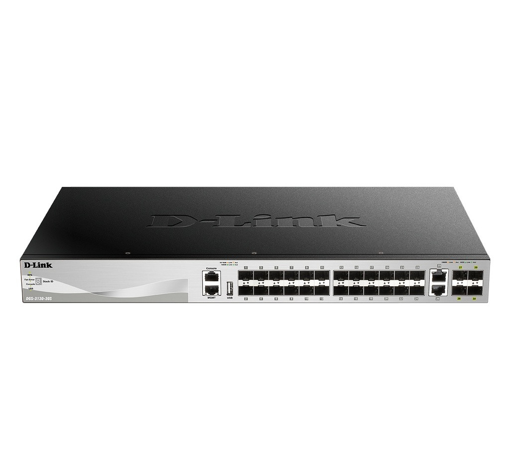 D-Link L3 Fiber Managed Switch 30 Port 24 SFP 2 Port 10Ge 4 SFP+ | DGS-3130-30S  DGS-3130-30S