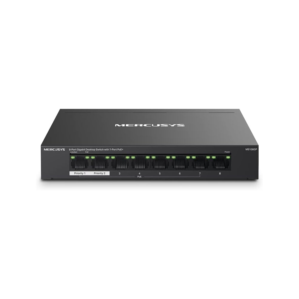 MERCUSYS 8-Port Gigabit Desktop Switch with 7-Port PoE+ | MS108GP  MS108GP