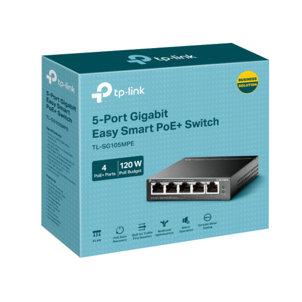 TP-Link 5-Port Gigabit Easy Smart Switch with 4-Port PoE+ | TL-SG105MPE  TL-SG105MPE